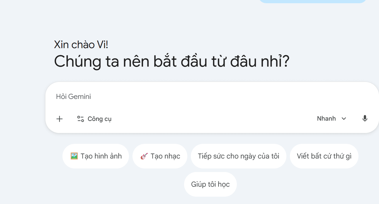 giao diện tài khoản Gemini