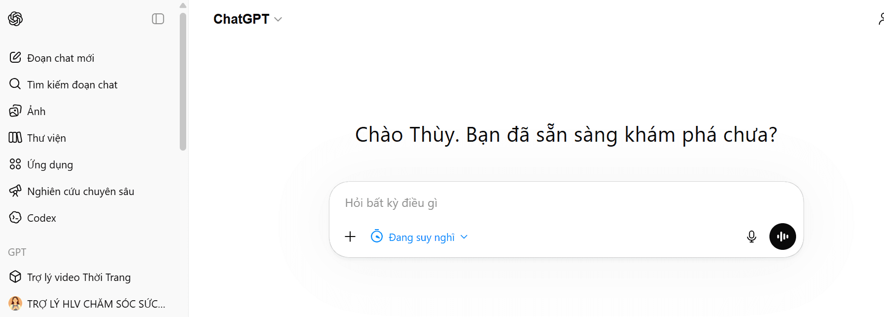 giao diện tài khoản Chat GPT Plus