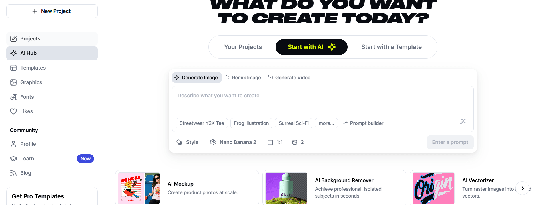 Kittl 2 giao diện tài khoản Kittl