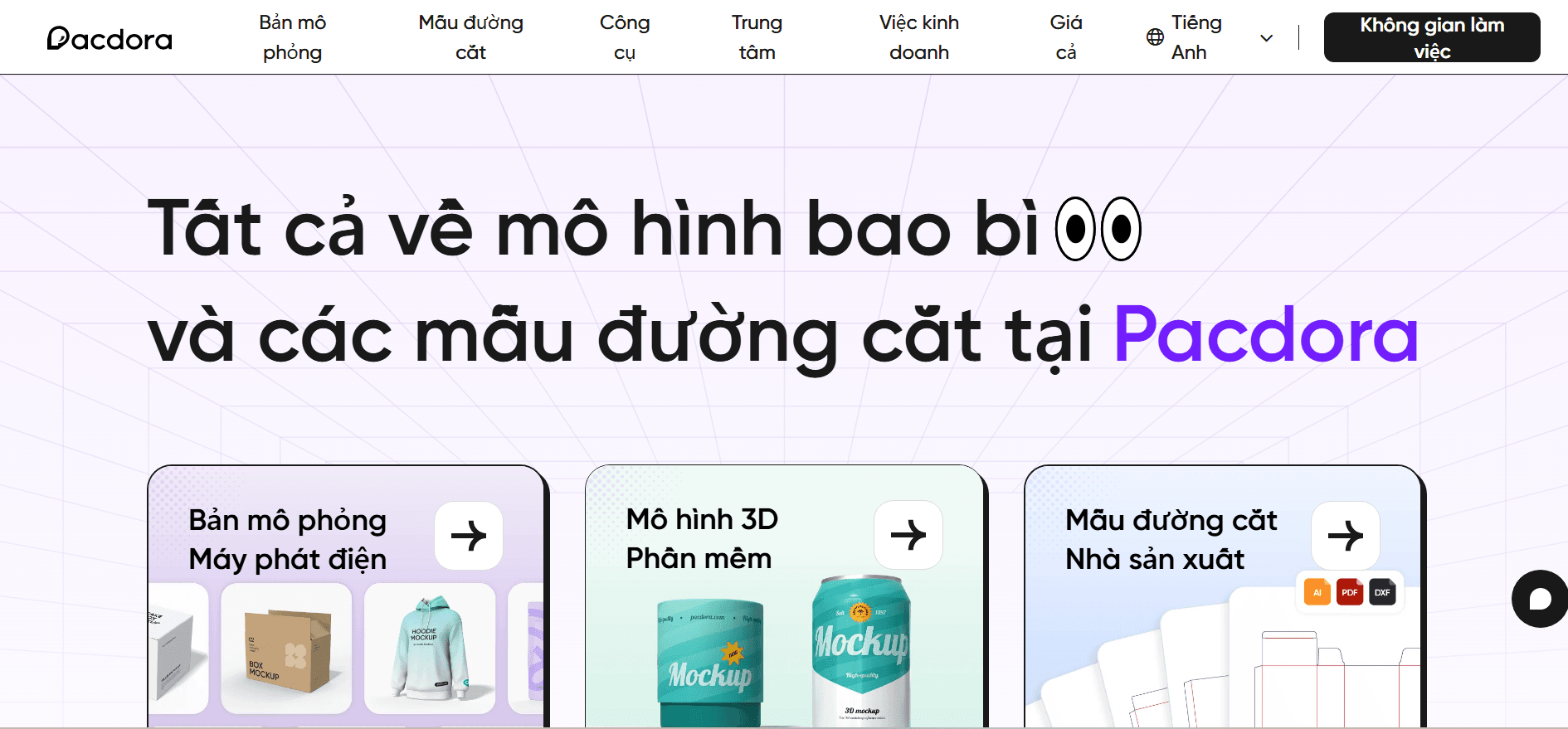 giao diện tài khoản Pacdora