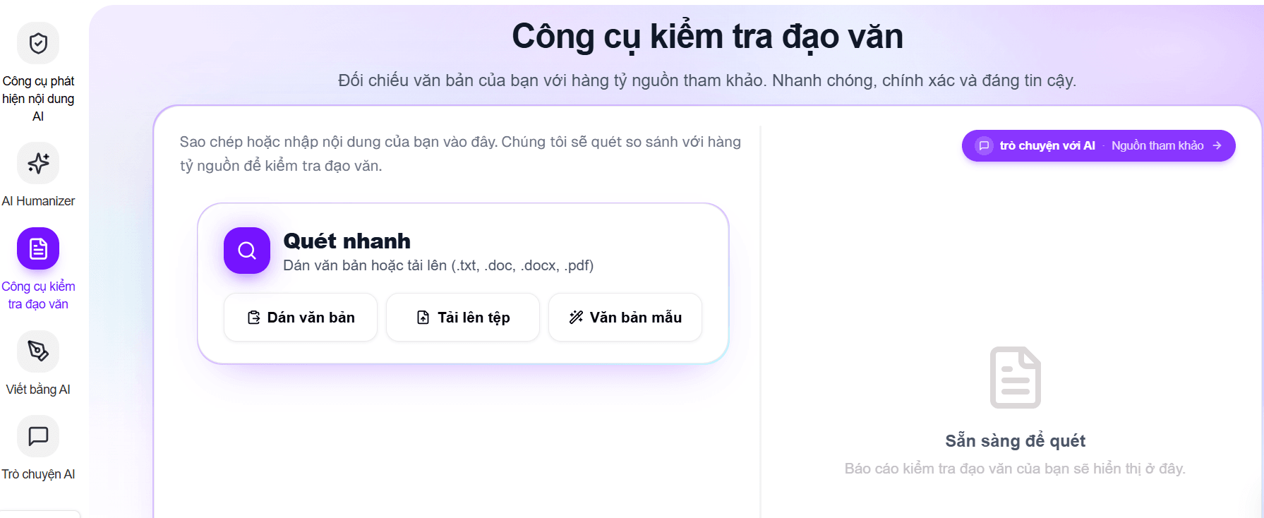 tính năng kiểm tra đạo văn tài khoản Smodin AI