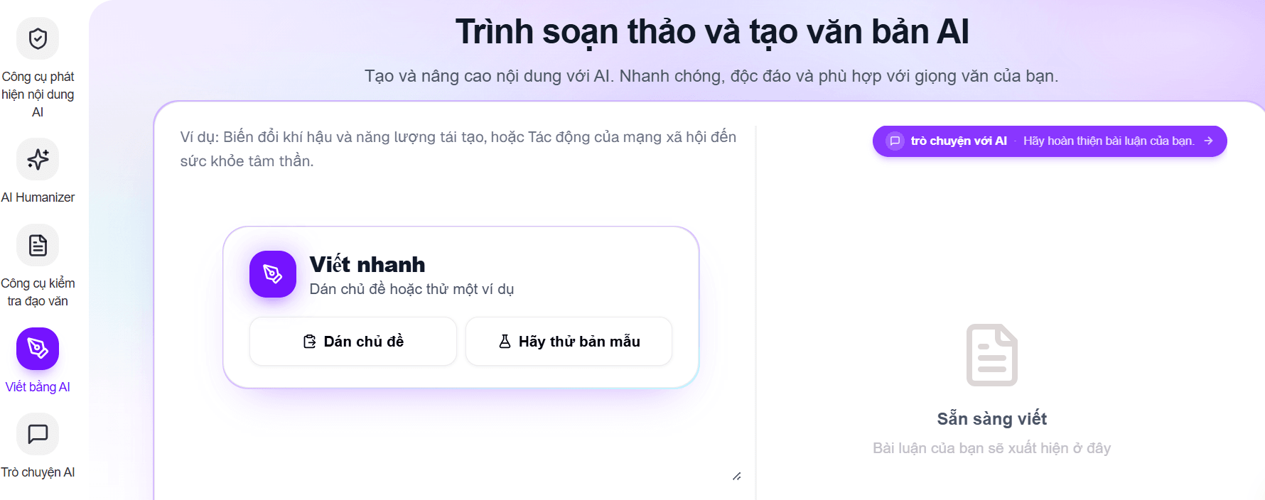 tính năng soạn thảo văn bản của Smodin AI