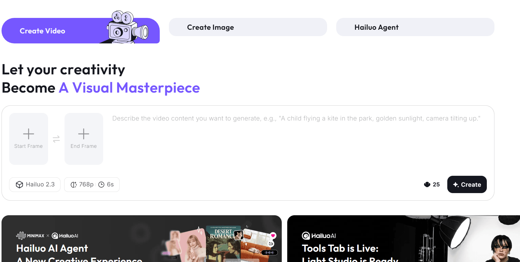 giao diện tài khoản Hailuo AI