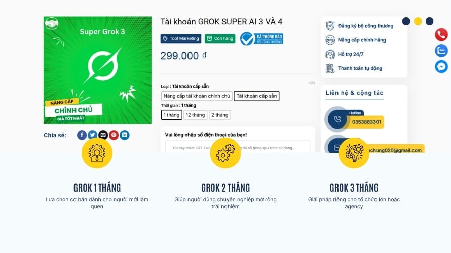 Các gói tài khoản có sẵn của Grok 4