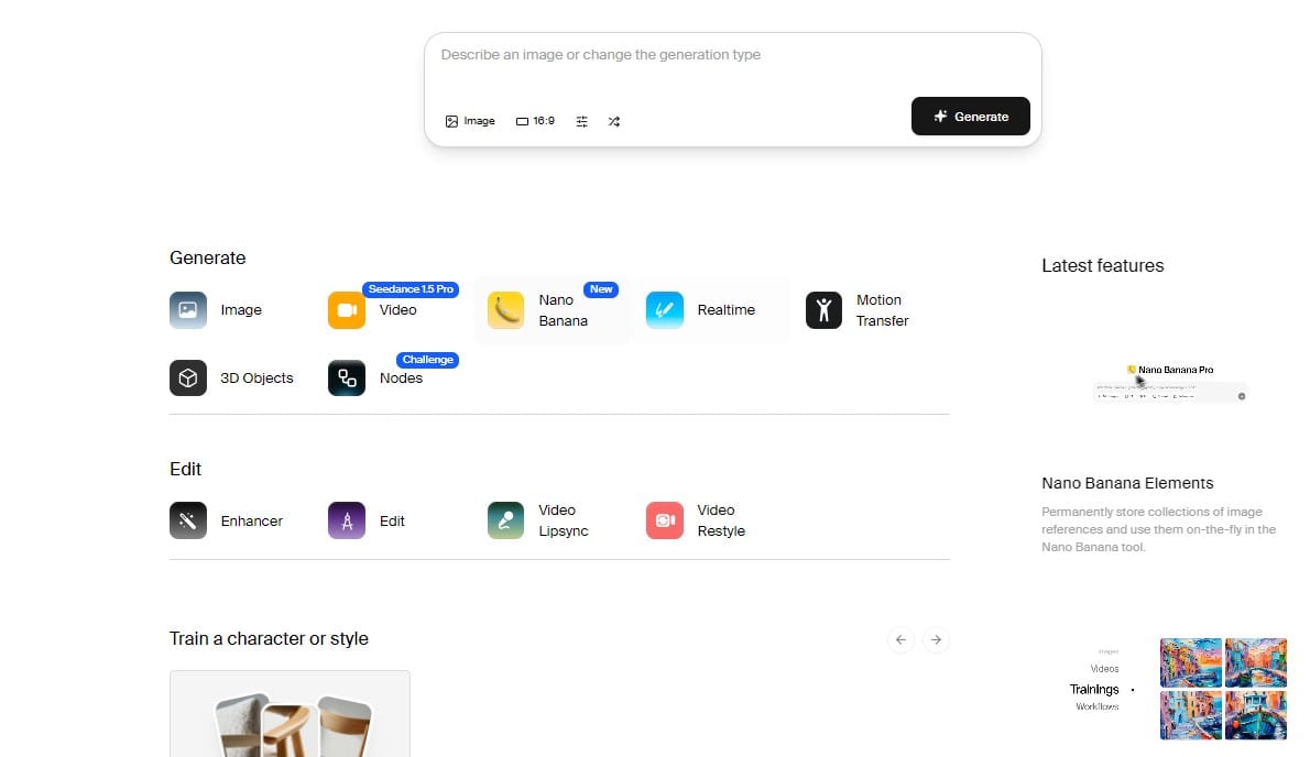 tính năng đầy đủ của krea