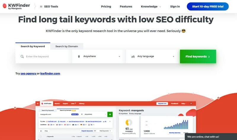 KWFinder là một công cụ nghiên cứu từ khóa tuyệt vời, nếu bạn đang tìm kiếm một công cụ để bắt đầu với chi phí rẻ