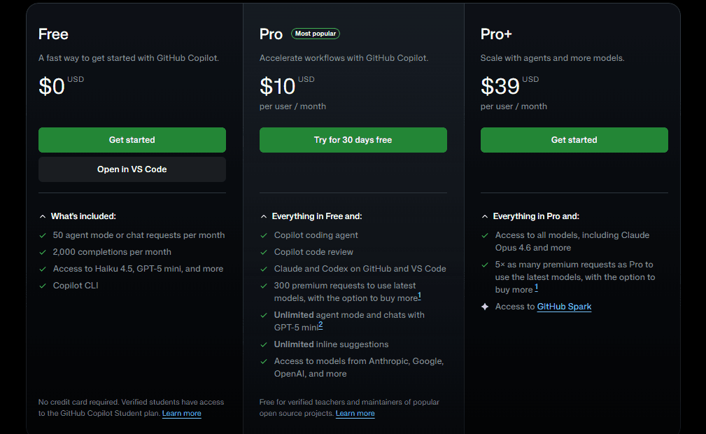 giá các gói tài khoản GitHub Copilot