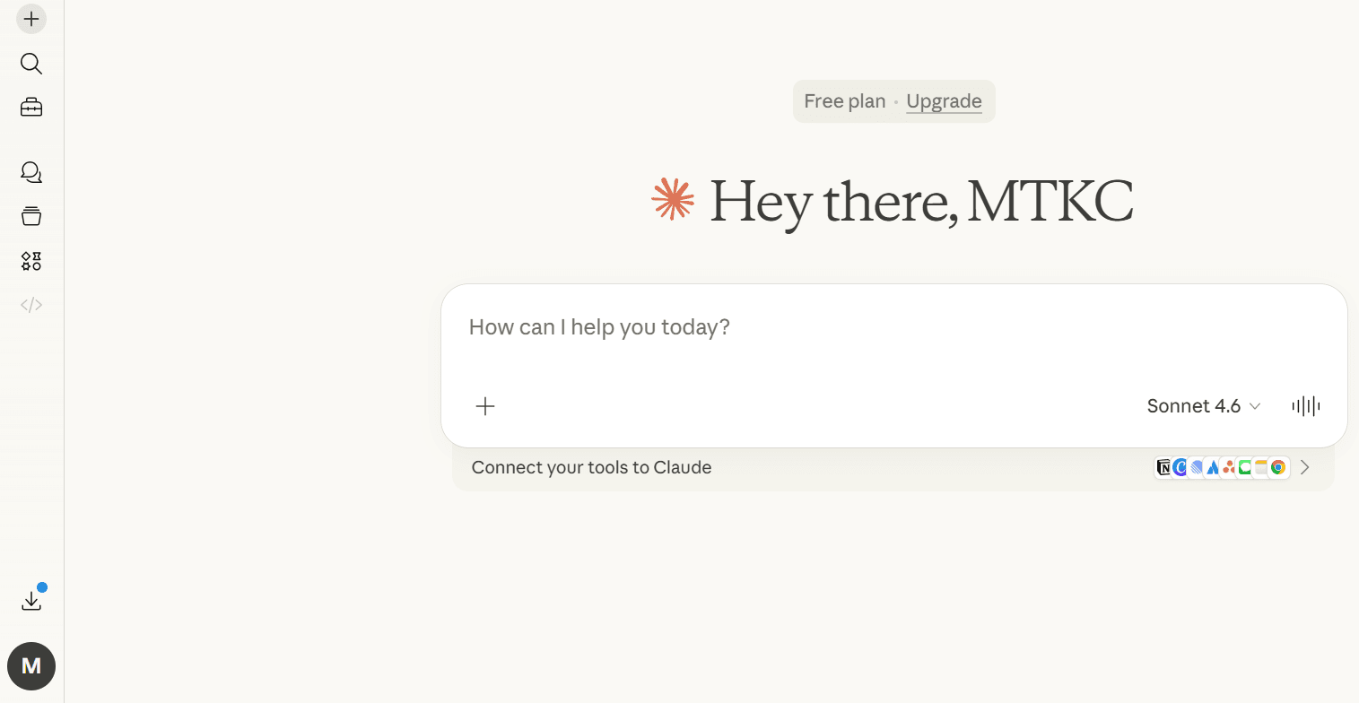 giao diên tài khoản claude