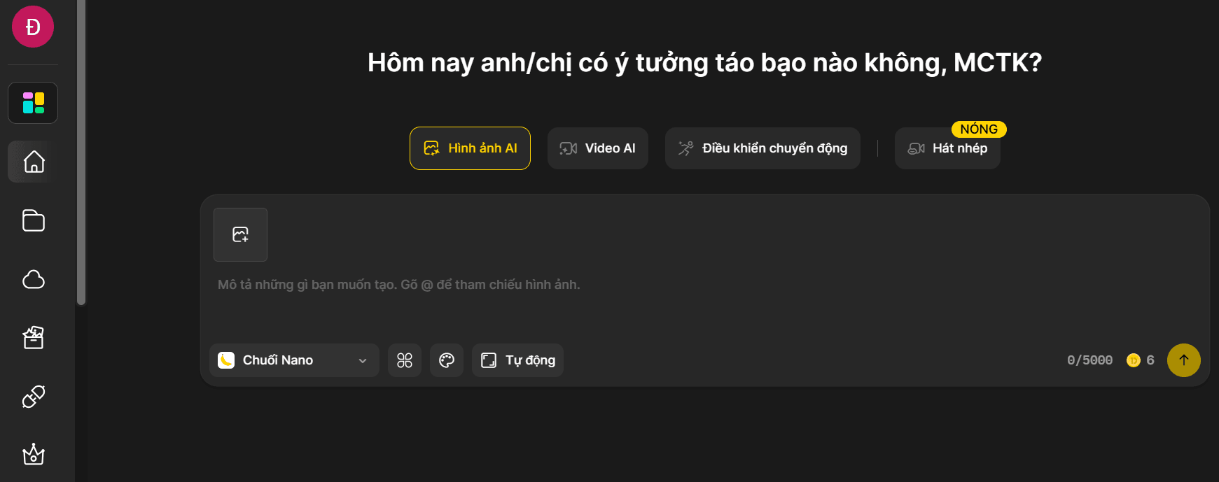 giao diện tài khoản Dzine
