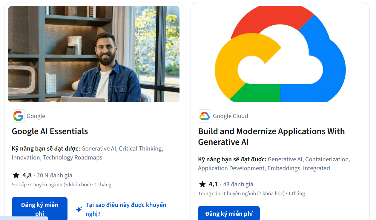 Tính năng tài Khoản Coursera