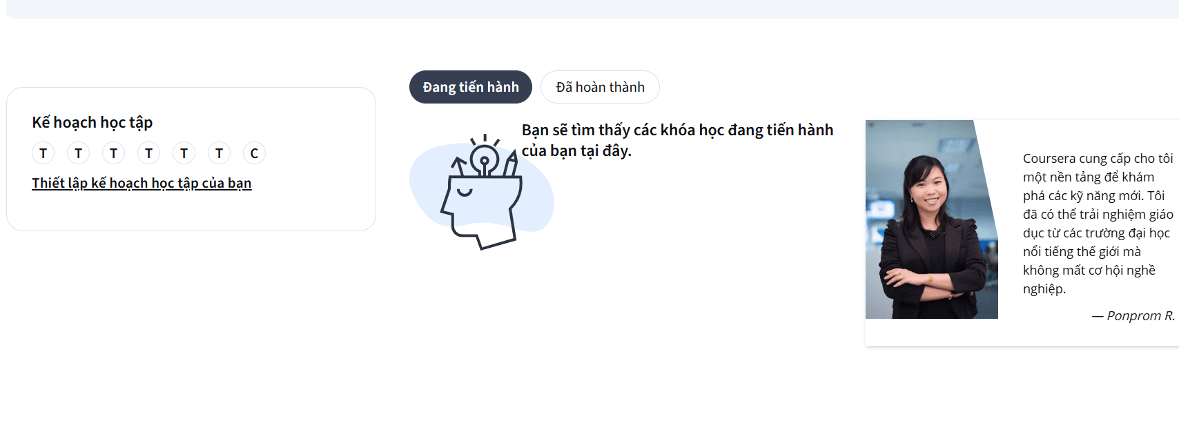 giao diện tài Khoản Coursera
