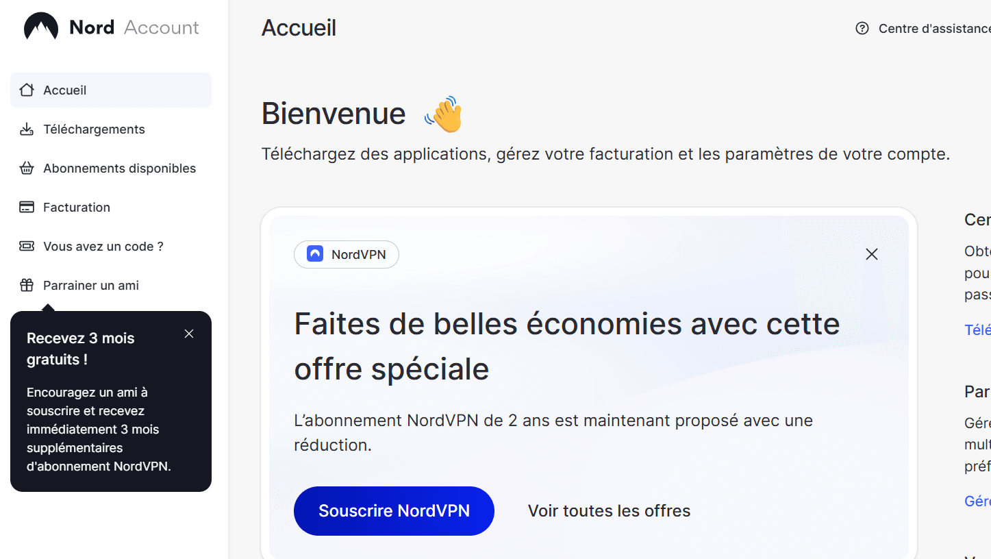 giao diện tài khoản NordVPN