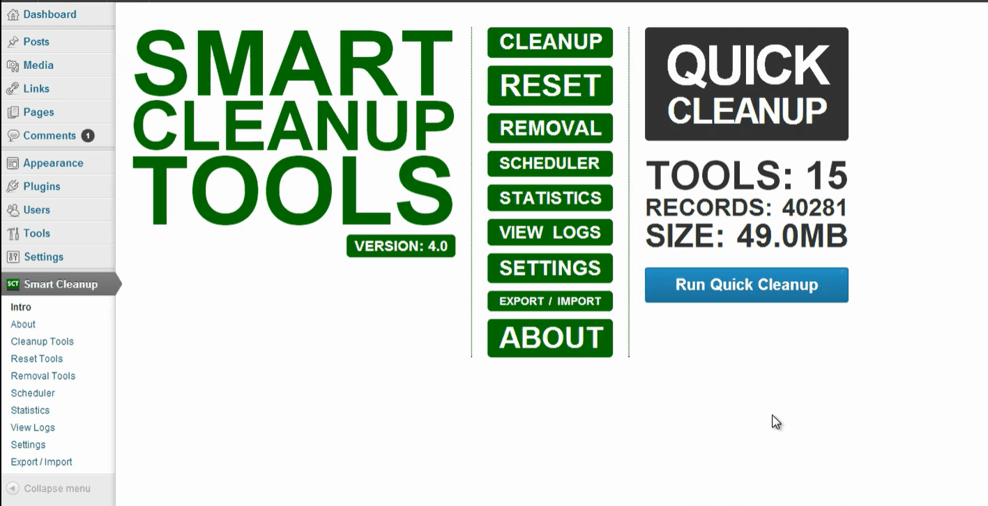 giao diện Smart Cleanup Tools