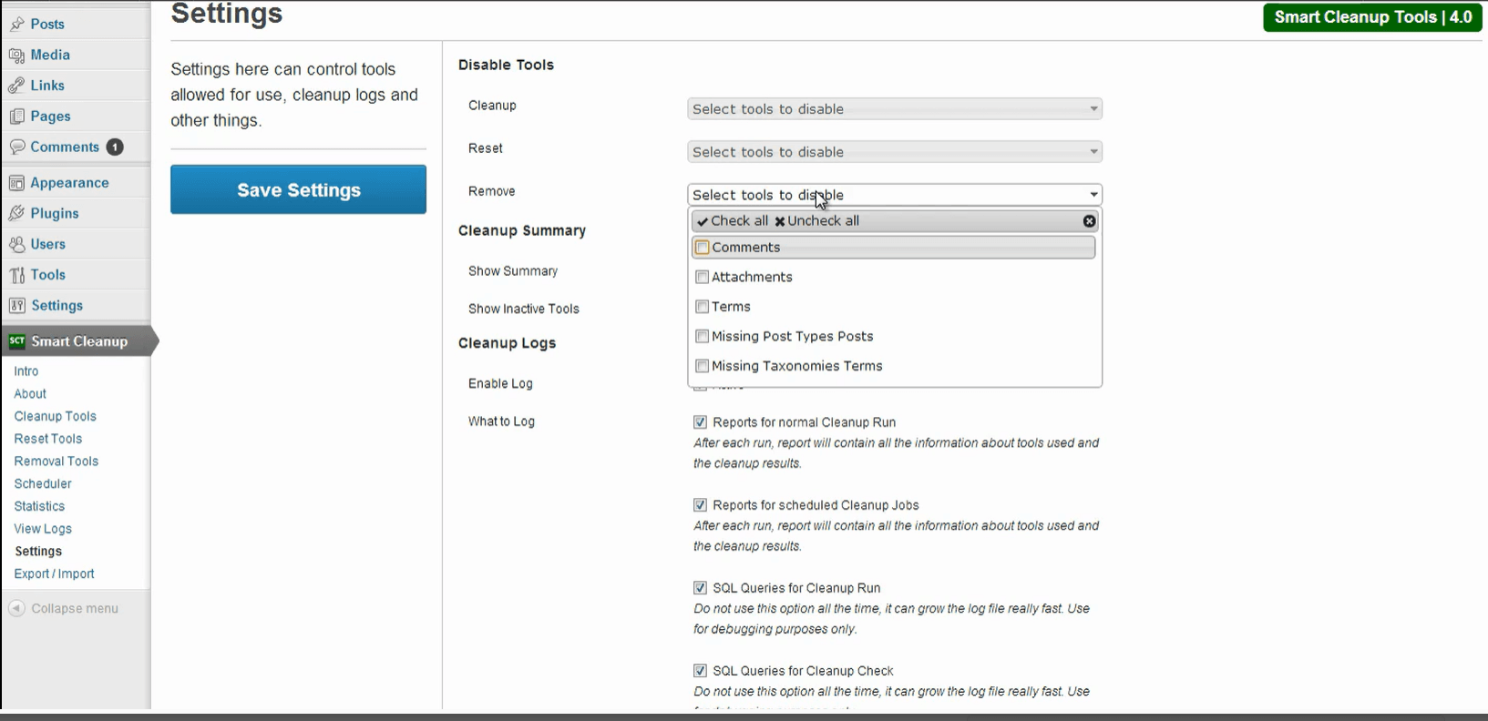 tính năng Smart Cleanup Tools