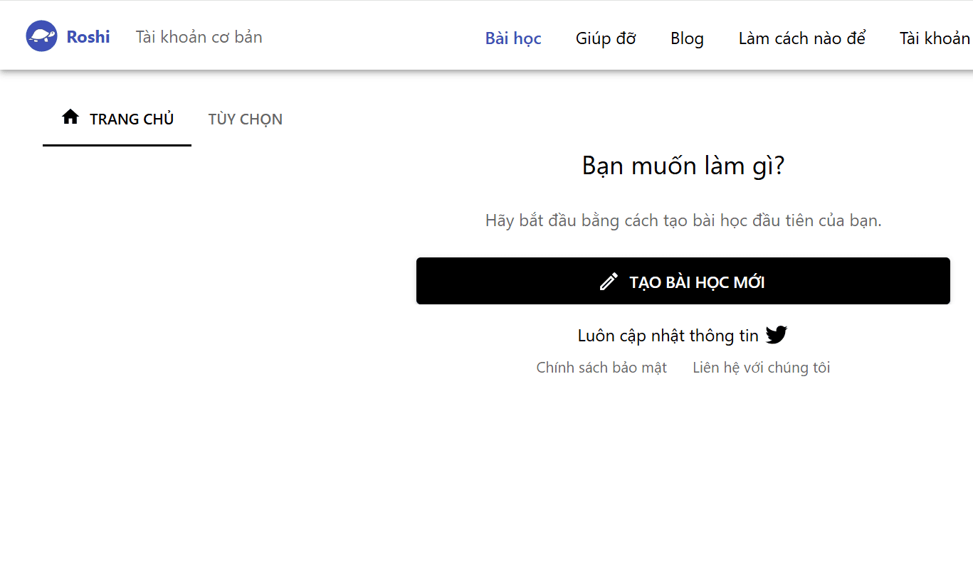 giao diện tài khoản Roshi AI