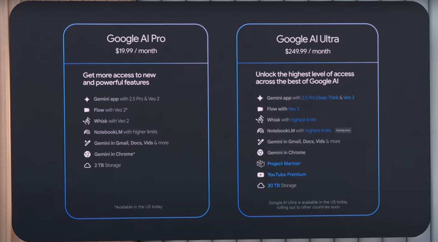 So sánh Google AI Pro và Ultra khác biệt như thế nào