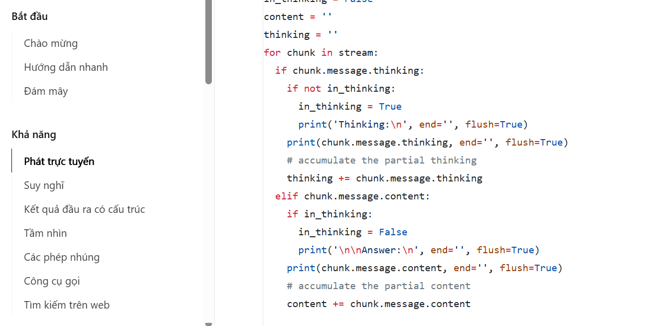 giao diện tài khoản Ollama