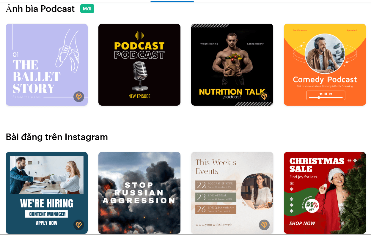 Kho mẫu thiết kế cao cấp của Crello
