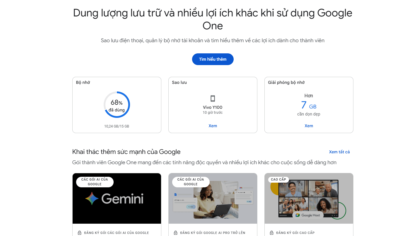 Giao diện tài khoản Google Drive