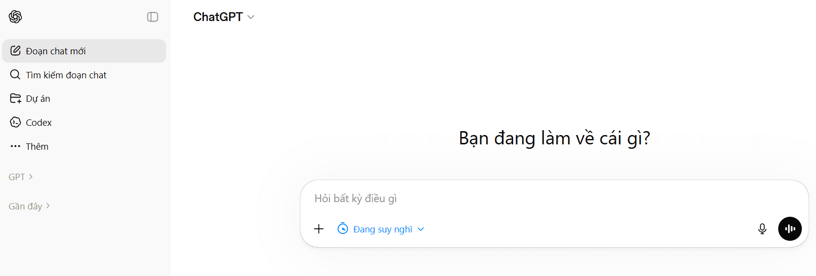 giao diện của tài khoản chatgpt go
