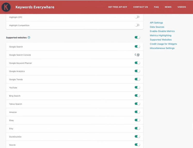 giao diện tài khoản Keyword Everywhere
