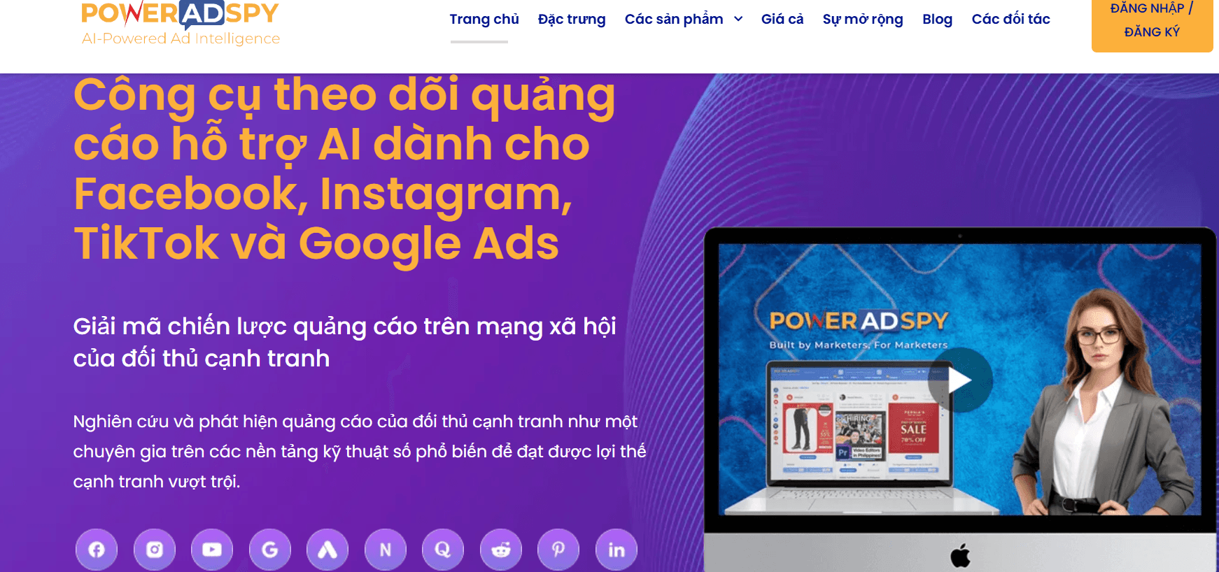 giao diện tài khoản PowerAdSpy