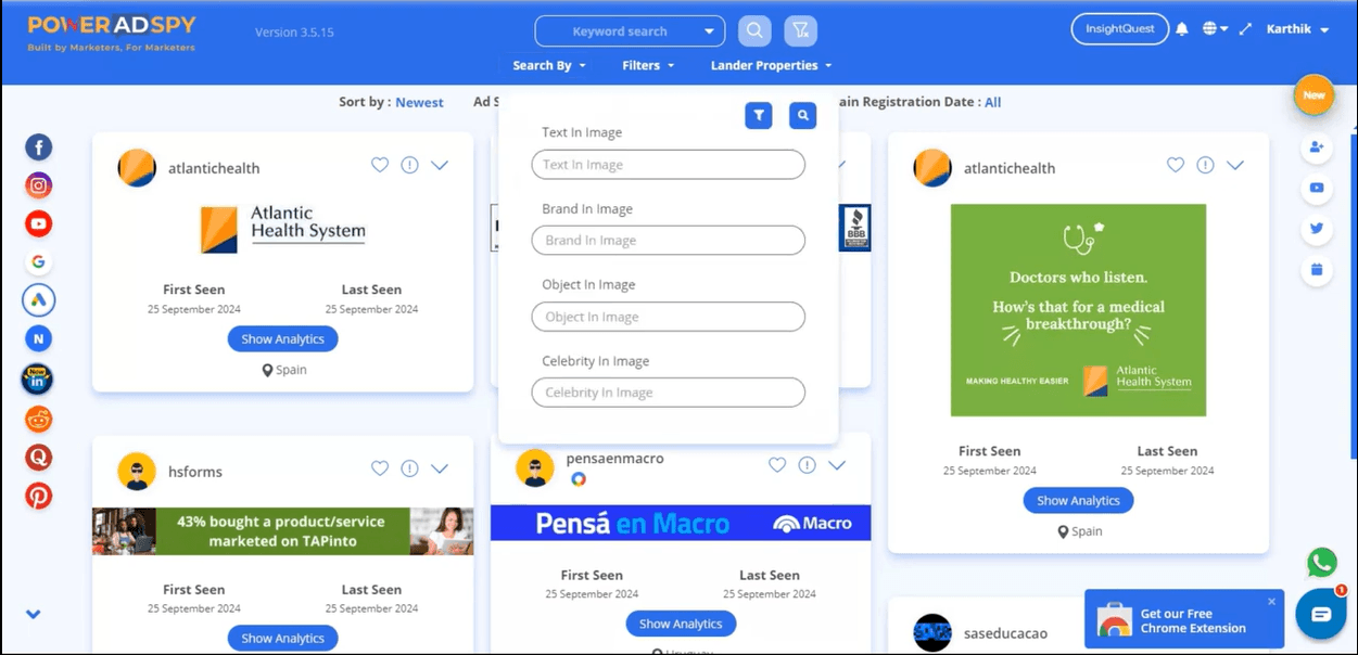 tính năng nổi bật của PowerAdSpy