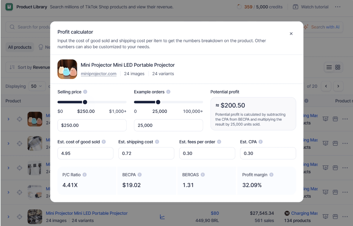 tính năng phân tích sản phẩm của dropship