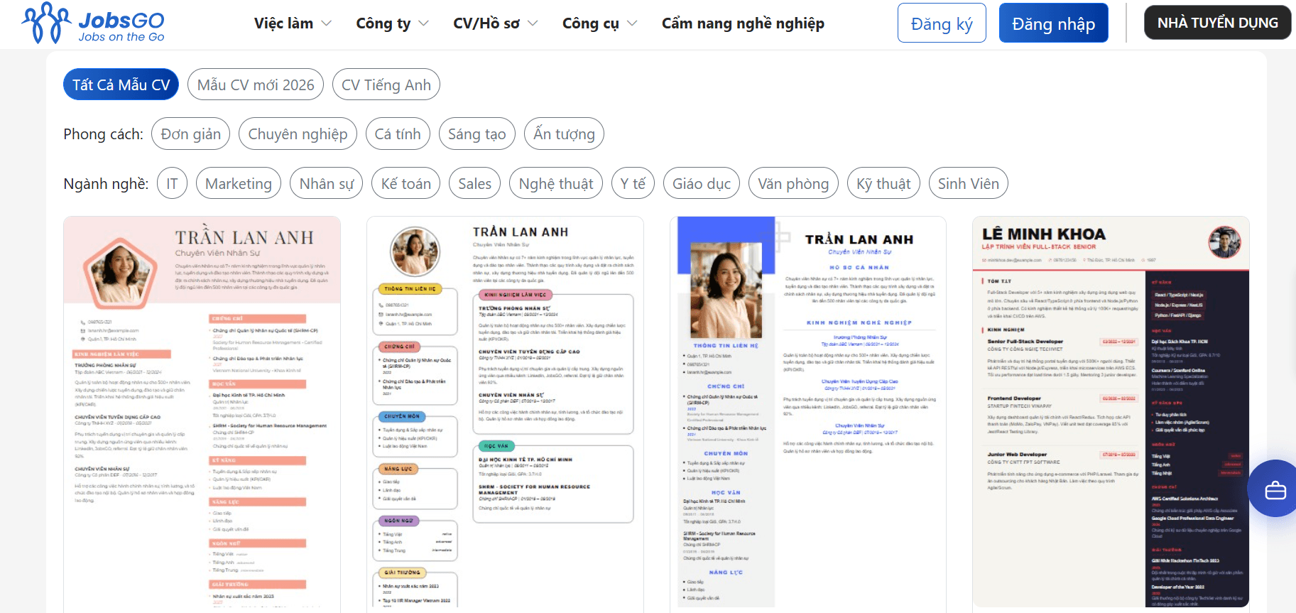 Top các công cụ tạo CV bằng AI phổ biến