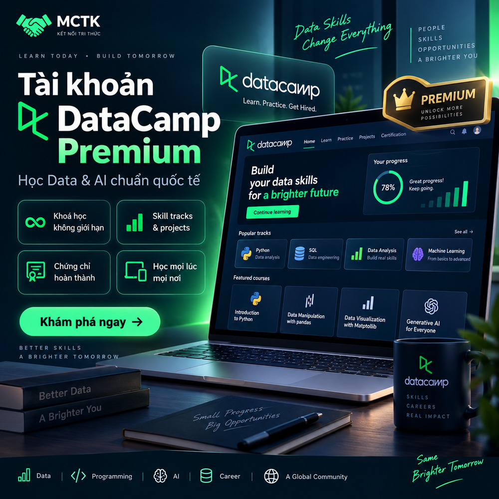 Tài khoản Datacamp Premium 1 datacamp-premium